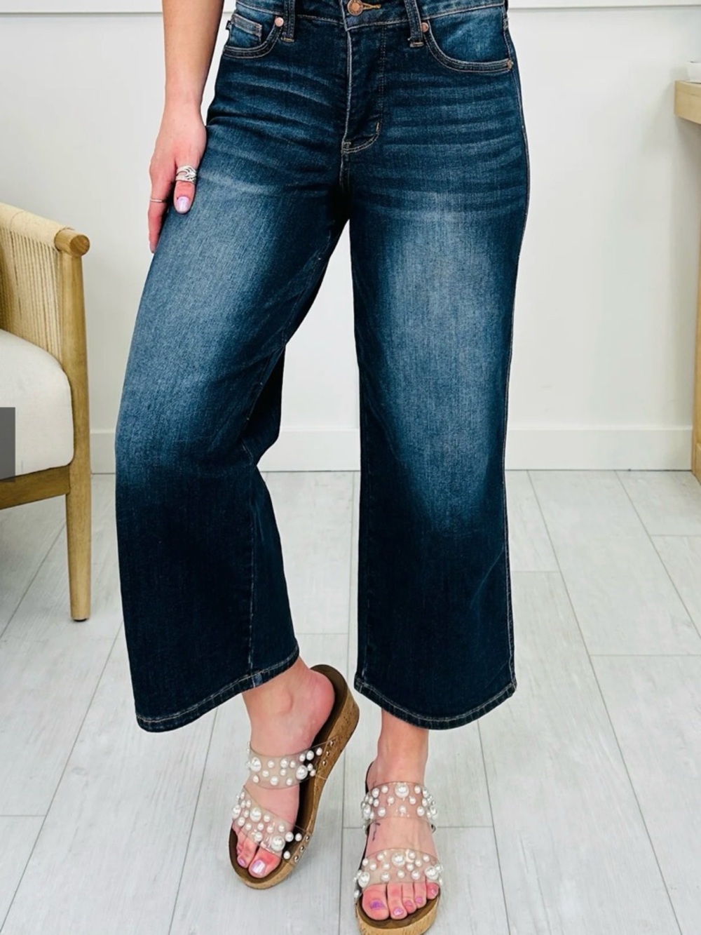 Judy Blue Dress To Impress Tummy Control Wide Leg Cropped Jeans